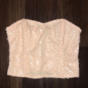 Forever 21 strapless structured sequined crop top